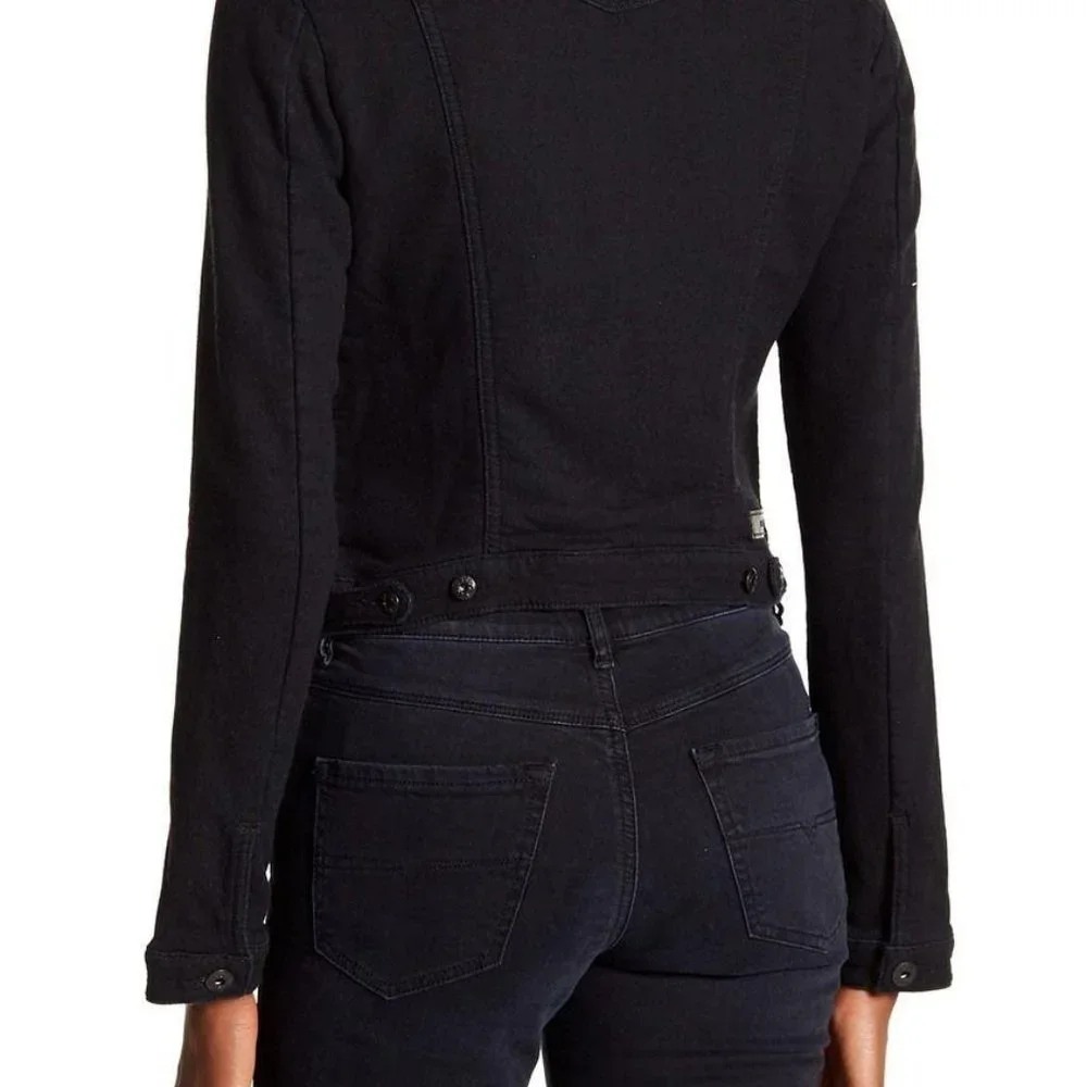 NWT DIESEL Fringi-ne Black Denim Jean Jacket, Size XS - Picture 6 of 9